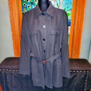 Black Silk Belted Ralph Lauren Jacket